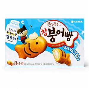 [웰빙창고] 오리온 참붕어빵 우유슈크림맛 232g 4박스
