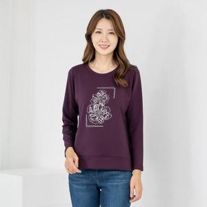 엄마옷 라운드 꽃패치 긴팔 티셔츠 615BNM225 중년여성/50대/60대/마담/빅사이즈/할머니옷