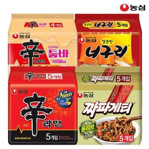 농심 봉지라면 혼합 19봉(신라면5봉+너구리5봉+신라면툼바4봉+짜파게티5봉)_