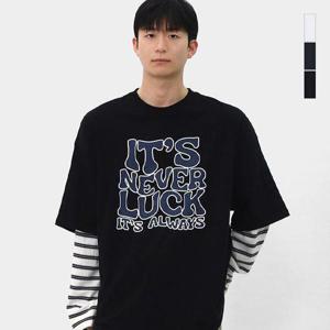 [스콰즈]스콰즈 남자 레터링 스트라이프 레이어드 긴팔 티셔츠 SMIL001
