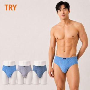 [트라이]TRY 트라이 남성 삼각팬티 순면100 브리프 남자속옷 맥시 3매세트 유색R