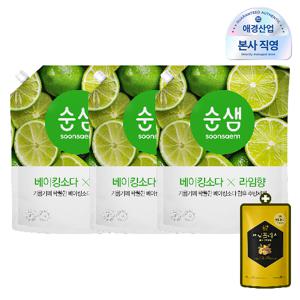 순샘 베이킹소다 주방세제 라임향 2L파우치 3개 +프로폴리스 애플 주방세제 300ml 증정, 1개