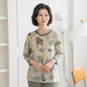엄마옷 마담4060 드로잉배색티셔츠 -QTE2607013-