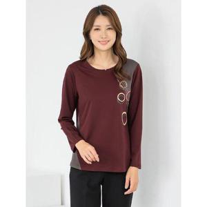 [모슬린]엄마옷 라운드 긴팔 사선배색 티셔츠 MQG129162 마담 미시 중년여성 빅사이즈 할머니옷 50대 60..