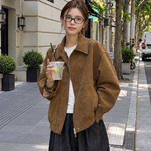 [블랙퀸] 어반 스웨이드 카라 집업 자켓 blk005302