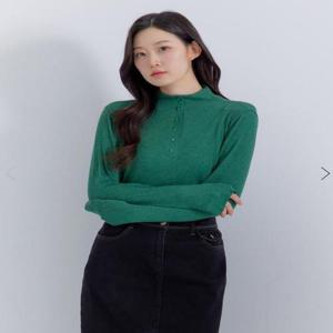 [지센]기간할인 여성 [에센셜] 소프티브 골지 단추 포인트 반넥 티셔츠  LSTSP971 색상3