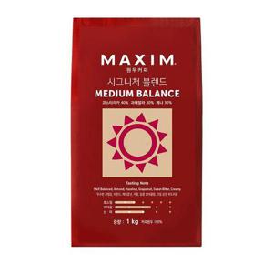 [맥심]시그니처 블렌드 미디움 밸런스 커피 원두 1kg (로스팅홀빈)