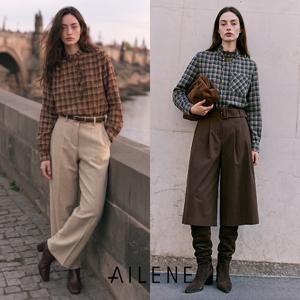 [엘렌느] 26FW 로맨틱 기모 체크 블라우스 2종