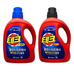 세탁세제 테크 세탁 세제 3L 표백 세탁기 빨래 액체 클린 빨래세제