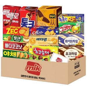 사무실 과자세트6호 14종(크라운산도+고래밥+버터링+쵸코하임+다이제씬+버터와플+씨리얼초코)+메세지카드