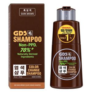 GDS 딱한번 염색샴푸 (300mlx1통) 흑색 흑갈색 자연갈색 흰머리 새치 탈모방지 염색약