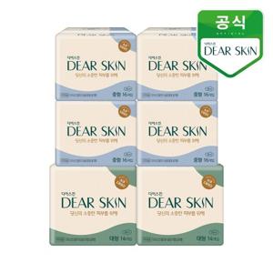 깨끗한나라 생리대 디어스킨 에어엠보 중형 16P 4개+대형 14P 2개