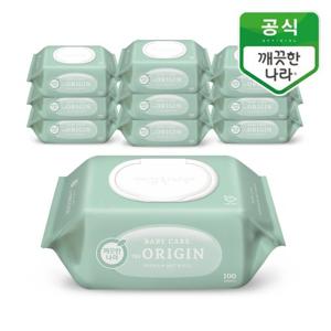 깨끗한나라 베이비 케어 디 오리진 물티슈 캡 100매 10개