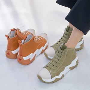 [라파파] 소가죽 도티 5cm 키높이 하이탑 여성 운동화