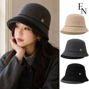 엔비 라인 벙거지 여성용 울 니트 버킷햇 데일리 모자