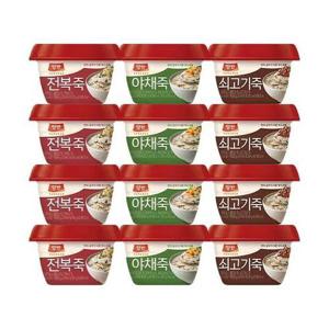 양반 용기죽 쇠고기죽 287g + 야채죽 287g+ 전복죽 287g (4개씩 총 12개)_