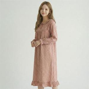 갤러리아_바풀 여성 웜 기모 순면 잠옷 원피스 보온 실내복 드레스 JWS 18