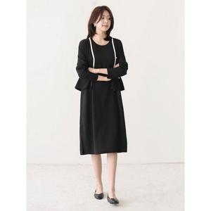 [드리다]여성 봄 가을 빅사이즈 반팔 원피스 브이넥 가디건 셋트 40-50대 미시 중년 엄마옷
