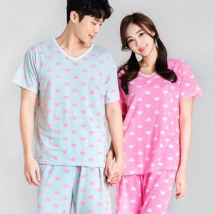 이라인 성인 슈가하트 이지웨어 반팔상하 [커플파자마/잠옷]