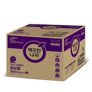 깨끗한나라 점보롤 천연펄프 화장지 2겹 300m4롤 x4입