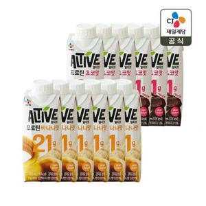 [CJ] 얼티브 제로슈가 프로틴 식물성 고단백 단백질 쉐이크 250ml 초코맛 x6개+바나나맛 x6개