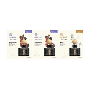 불스원 그라스 차량용 디퓨저 105ml - 블랙베리체리 2개 + 퓨어코튼 1개 자