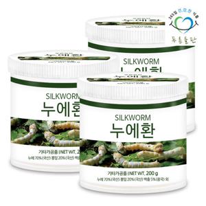 [푸른들판] 누에 뽕잎 환 200gx3통 뽕나무잎 건조 말린누에