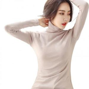여성 기모 터틀넥 폴라 니트 티 목 카라