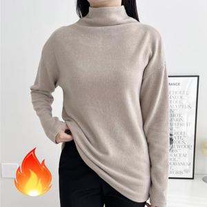[제니유]포근 베이직 여성 기모 터틀넥 반목 폴라 티셔츠 빅사이즈
