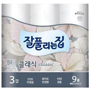미래생활 잘풀리는집 더 도톰한 3겹 퀼팅 9롤 화장지 WFHXKRL