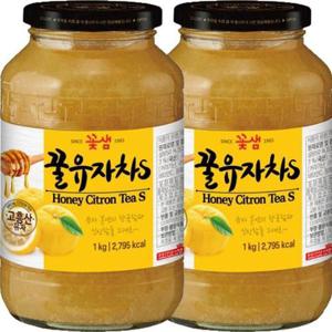 [룽스_6820]꿀유자차S 2kg(1kgx2병) 유자청 꽃샘