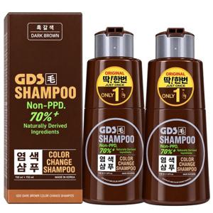 딱한번 염색샴푸 (300mlx2통) 흑색 흑갈색 자연갈색 GDS 오리지널 Non PPD 3분 두피케어 염색약