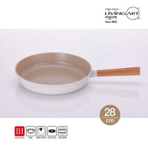 리빙아트 우드핸들 세라믹코팅 인덕션 후라이팬 28cm
