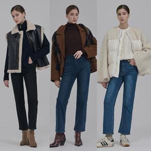 [뱅뱅어패럴]뱅뱅 25FW 여성 겨울 기모 본딩 라이크라 스트레이트 데님