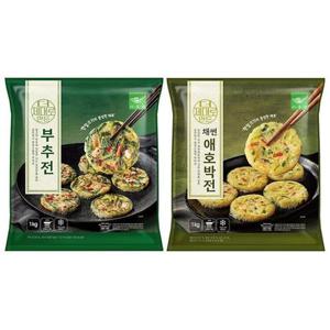 사옹원 미니전 골라담기 1kg x 2 - 사옹원 부추전 1kg + 사옹원 애호박전 1