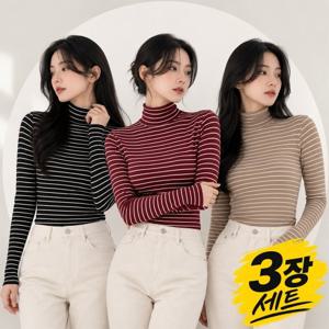 [3장세트] 여성 소프트 스트라이프 폴라티 WA24T402