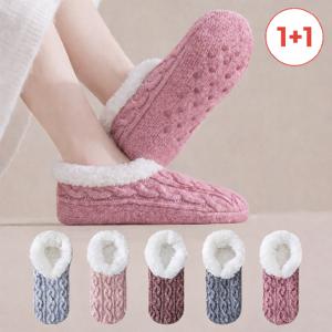 ★1+1★ 포실니트 양털 덧신 미끄럼방지 방한 실내화겸용 컬러5종