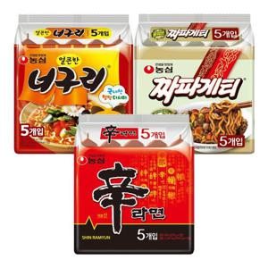농심 신라면 5봉 + 너구리 5봉 + 짜파게티 5봉