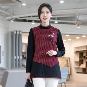 [모슬린]엄마옷 네송이꽃 반폴라 티셔츠 MQG128940 마담 미시 중년여성 빅사이즈 할머니옷 50대 60대 70..