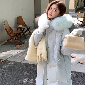 신상 페이크퍼 파스텔 물결 롱 패딩 자켓