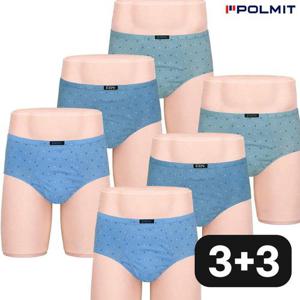 [폴밋]폴밋 남자삼각팬티 남성속옷 남삼각 6매 세트 국내산 인밴드 면100 맥시