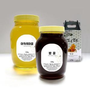 [새담] 프리미엄 천연벌꿀 선물세트(아카시아꽃꿀 2.4kg + 밤꿀 2.4kg)