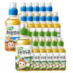 웅진식품 유기농 어린이 차음료 2종 혼합 200ml x 24페트 (하늘보리/작두콩차)