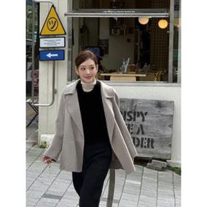 [인플루언서 착용]울 캐시미어 빅 칼라 핸드메이드 하프 코트GRAM0CT911