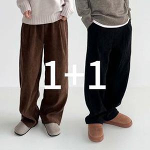 [재구매율1등] 1+1 프리미엄 남녀 골덴바지 코듀로이 봄 와이드팬츠 밴딩 커플 스트링
