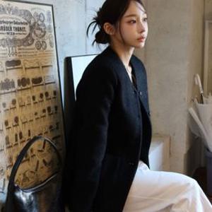노카라 브이넥 부클 자켓_SAJKE1661BK