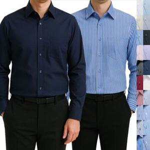 빅사이즈 (90~140) 남성용 여유감 있는 일자핏 긴팔 기본 와이셔츠