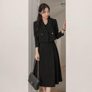 (~XXL까지) 세쥬렌 자켓 레이어드 원피스 가을 봄 하객룩 오피스룩 데이트룩 격식룩 자체제작 빅사이즈
