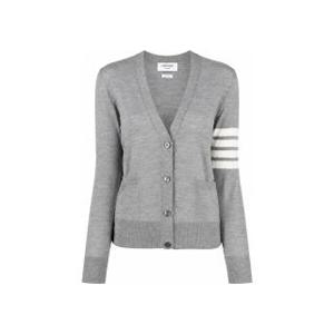 톰브라운 W Sustainable Fine Merino Wool 4-Bar Relaxed Fit V-Neck Cardigan Light Grey W 서스테이너