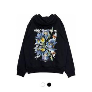 우영미 플라워 백로고 남성 후드 티셔츠 W261TS36741B